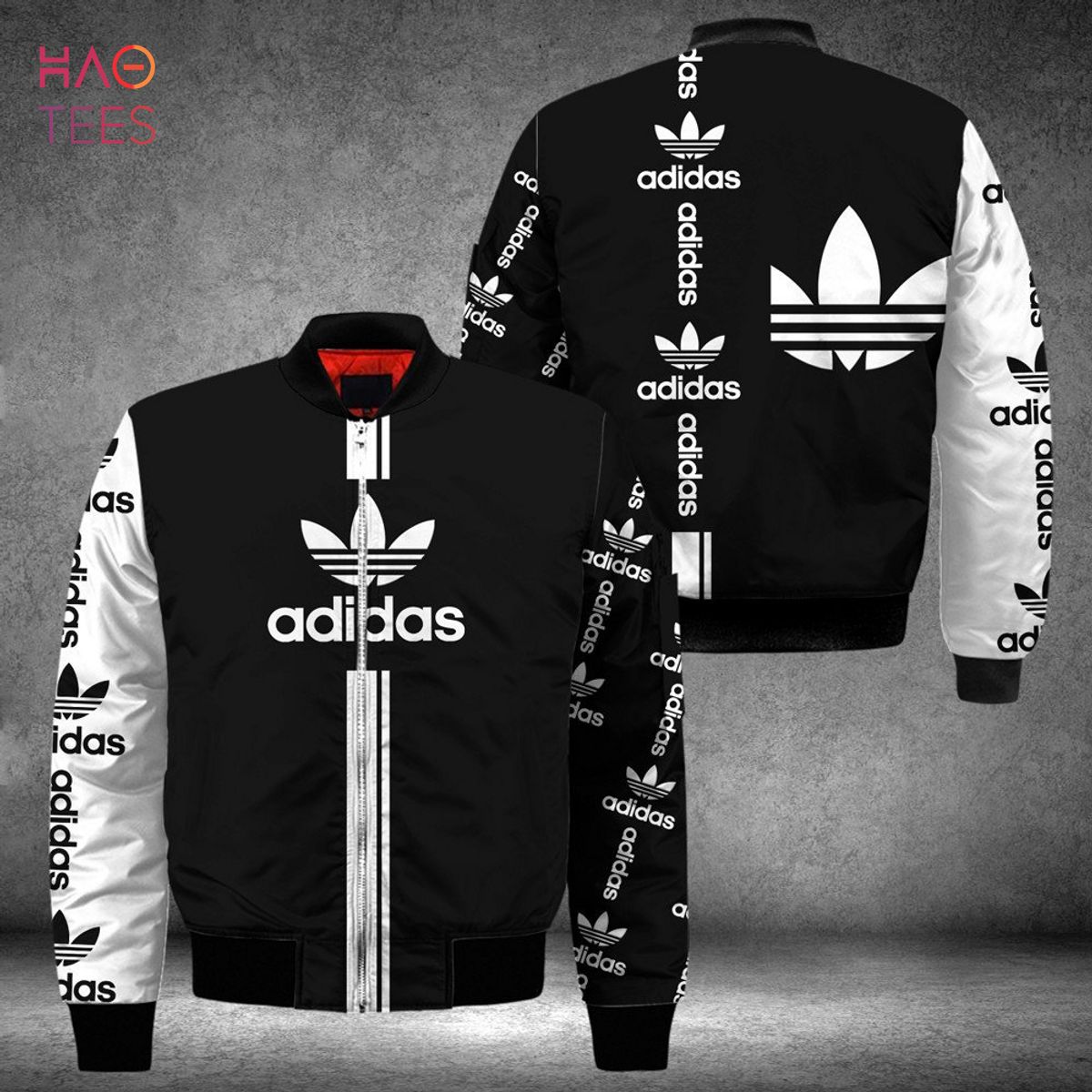 AVAILABLE Adidas Luxury Brand White Mix Black Bomber Jacket Limited Edition Luxury Store