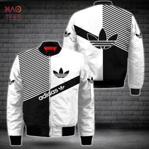 AVAILABLE Adidas White Black Stripe Luxury Brand Bomber Jacket Limited Edition