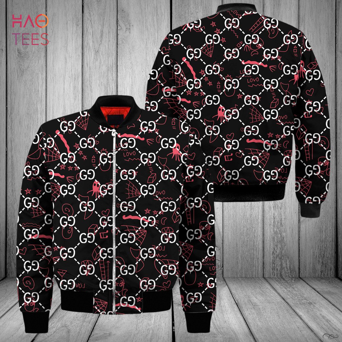 AVAILABLE Gucci Luxury Brand Black Red Bomber Jacket Limited Edition