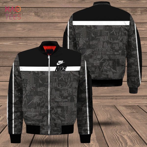 AVAILABLE Nike Luxury Brand Grey Mix Black Bomber Jacket Limited Edition