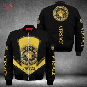 AVAILABLE Versace Luxury Brand Black Mix Gold Bomber Jacket Limited Edition