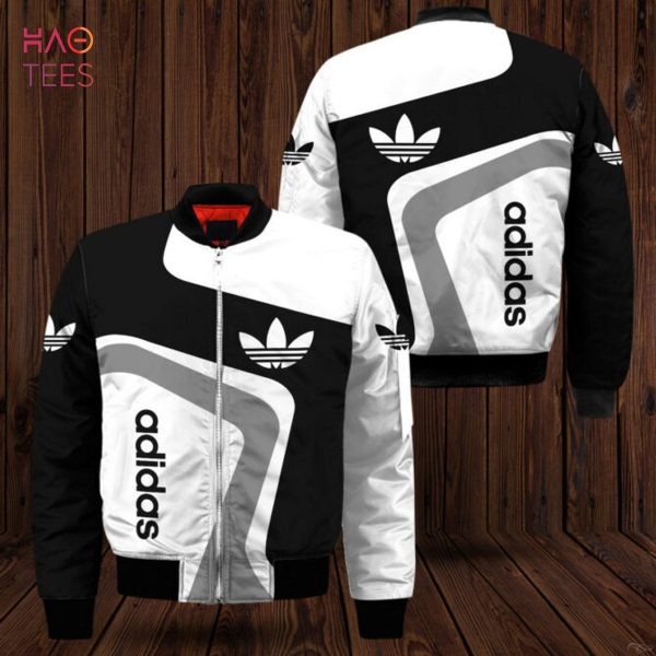 BEST Adidas Black White Grey Luxury Brand Bomber Jacket Limited Edition