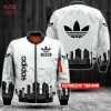 BEST Adidas Black White Grey Luxury Brand Bomber Jacket Limited Edition