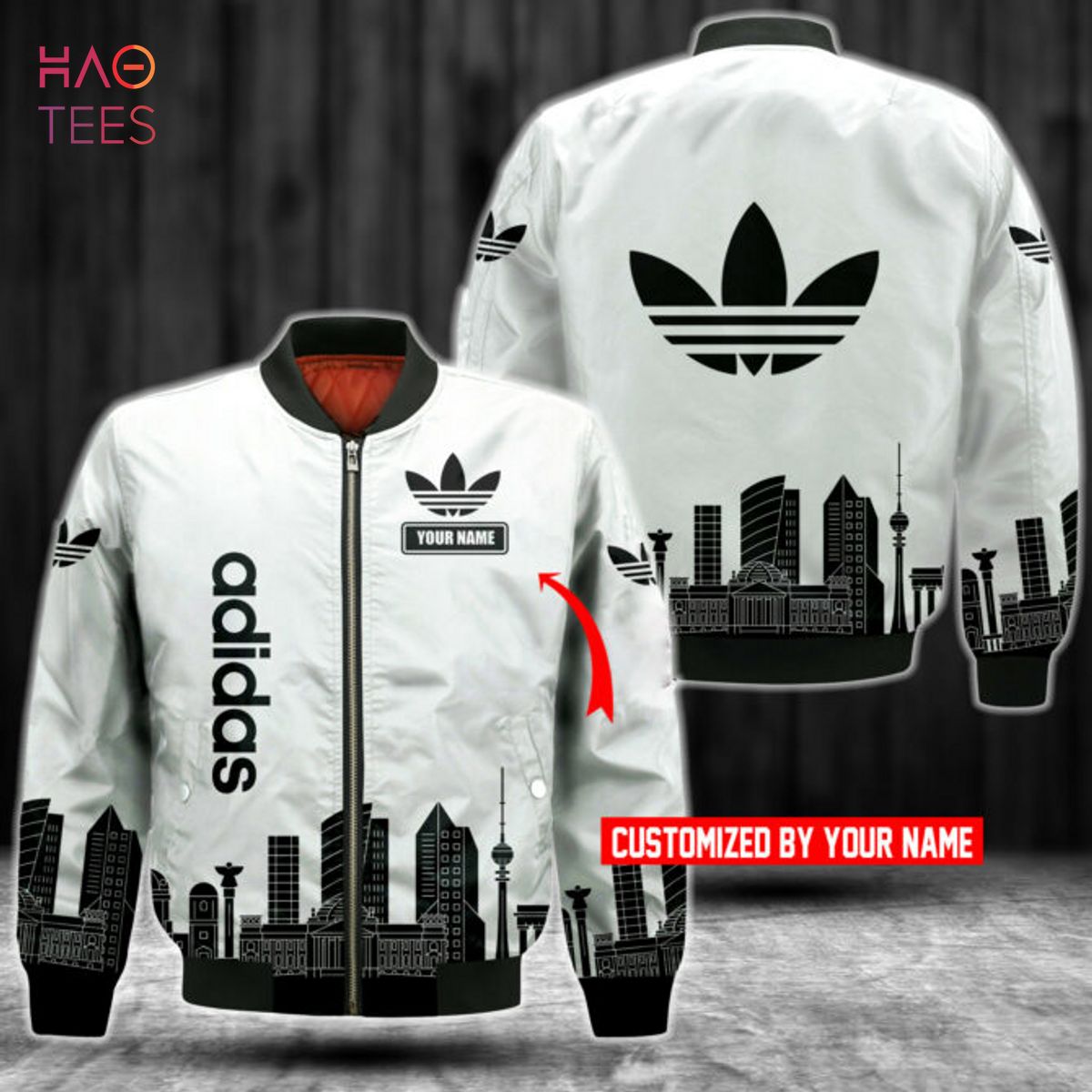 BEST Adidas Building Pattern Luxury Brand Bomber Jacket POD Design Luxury Store