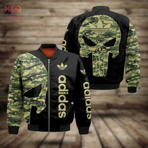 BEST Adidas Green Skull Army Camouflage Luxury Brand Bomber Jacket POD Design