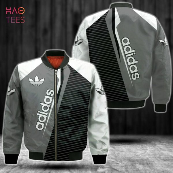BEST Adidas Luxury Brand Grey Mix Black Stripe Bomber Jacket Limited Edition