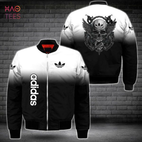 BEST Adidas Luxury Brand Ombre Black White Bomber Jacket Limited Edition