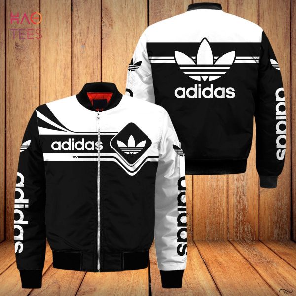 BEST Adidas Printing Logo Basic Black White Color Luxury Brand Bomber Jacket Limited Edition