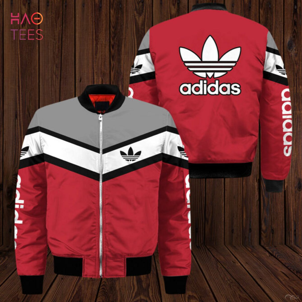 BEST Adidas Red White Grey Luxury Brand Bomber Jacket Limited Edition Luxury Store