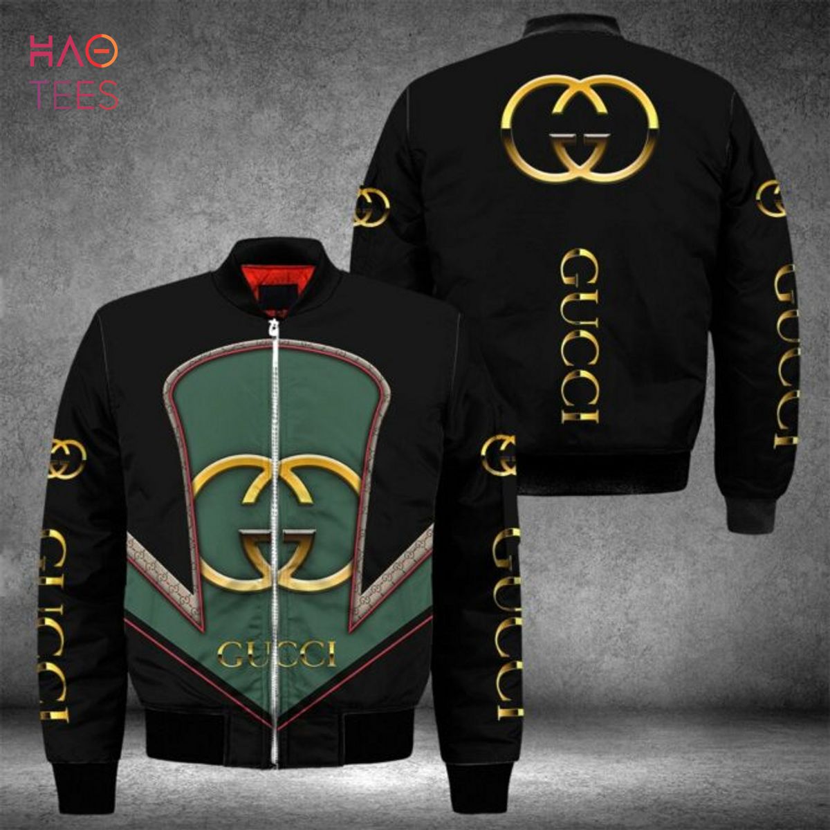 BEST Gucci Luxury Brand Black Green Bomber Jacket Limited Edition