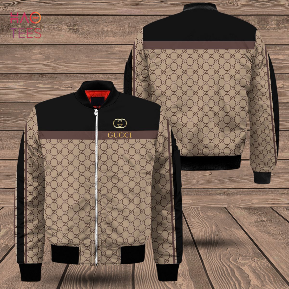 BEST Gucci Luxury Brand Brown Mix Black Bomber Jacket Limited Edition Luxury Store