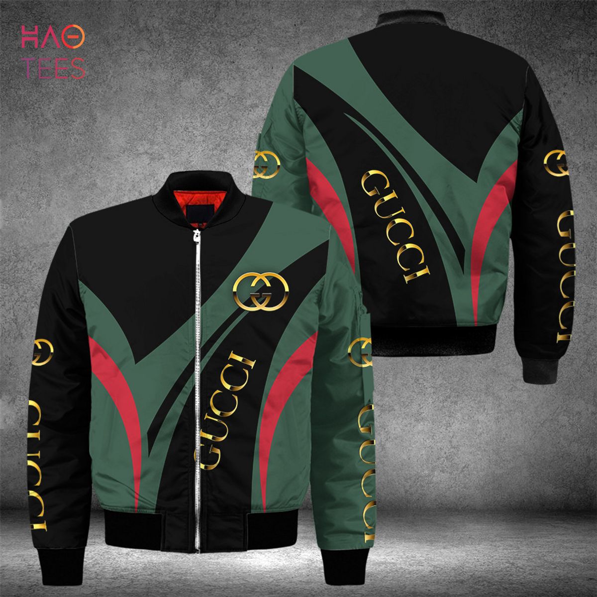 BEST Gucci Luxury Brand Green Mix Black Bomber Jacket Limited Edition Luxury Store