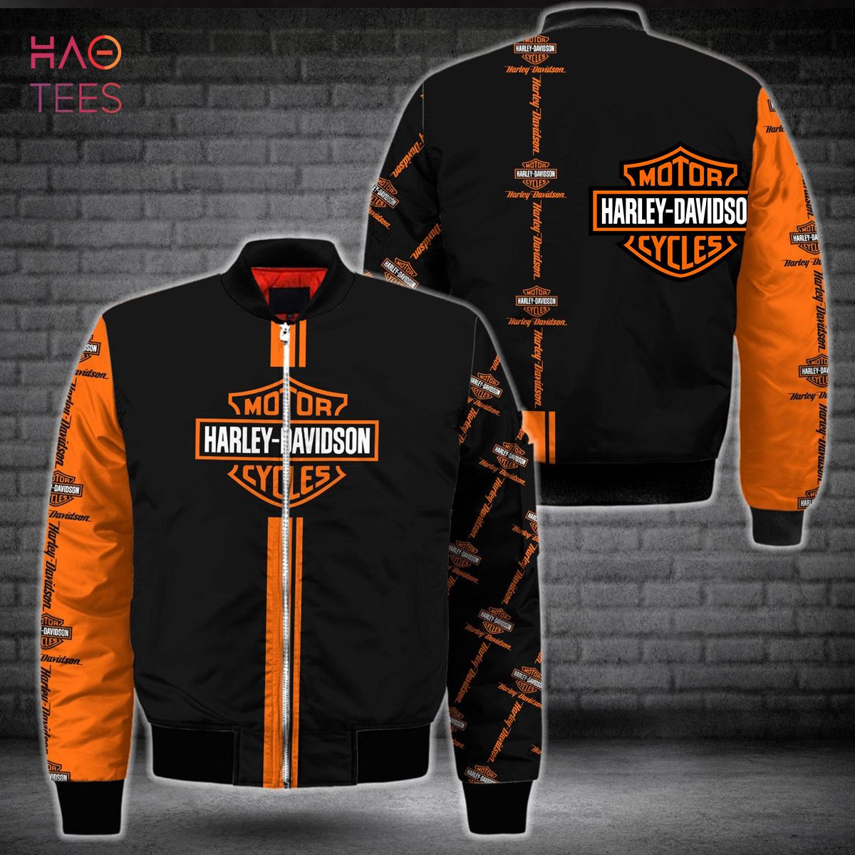 BEST Harley Davidson Black Mix Orange Luxury Brand Bomber Jacket Limited Edition Luxury Store