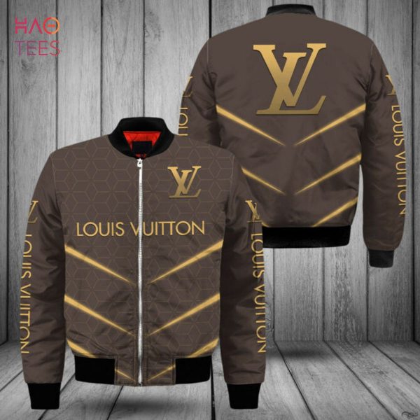 BEST Louis Vuitton Brown Mix Gold Luxury Brand Bomber Jacket Limited Edition