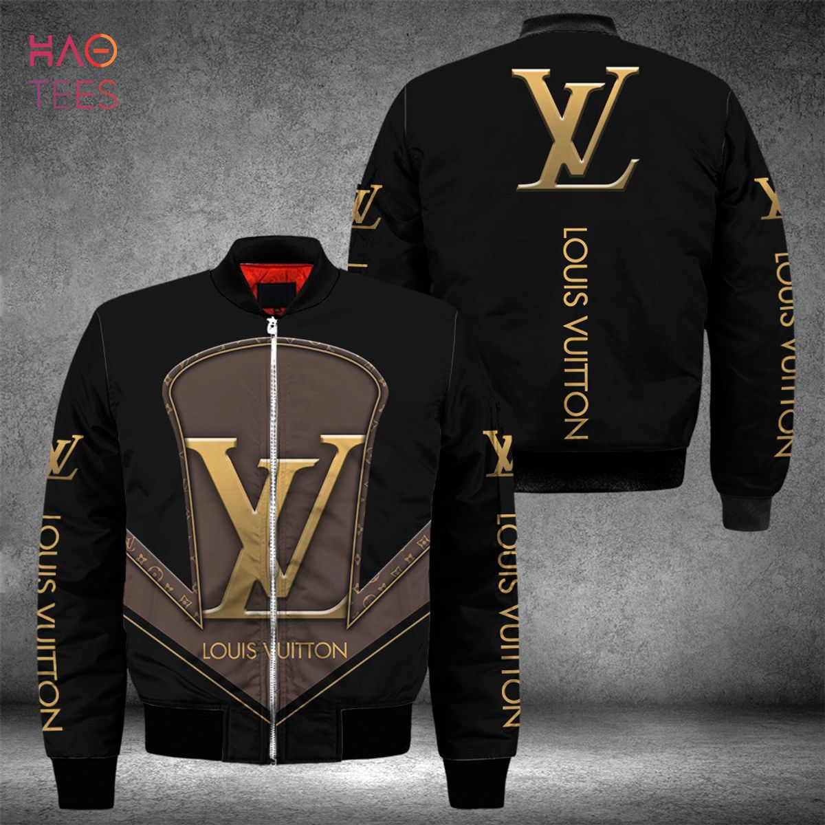 BEST Louis Vuitton Grey Mix Black Luxury Brand Bomber Jacket Limited Edition