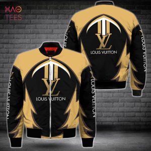 BEST Louis Vuitton Luxury Brand Black Mix Gold Bomber Jacket Limited Edition