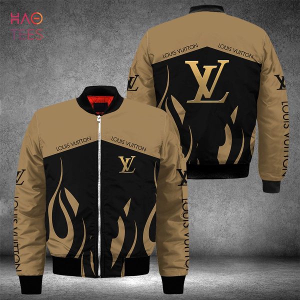 BEST Louis Vuitton Luxury Brand Flame Pattern Bomber Jacket Limited Edition