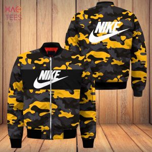 BEST Nike Luxury Brand Army Camouflage Black Gold Bomber Jacket Limited Edition