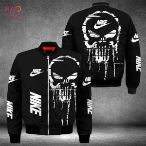 BEST Nike Luxury Brand Black Color Mix Skull Patern Bomber Jacket POD Design