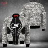 BEST Nike Luxury Brand Black Grey Full Printing Bomber Jacket POD Design