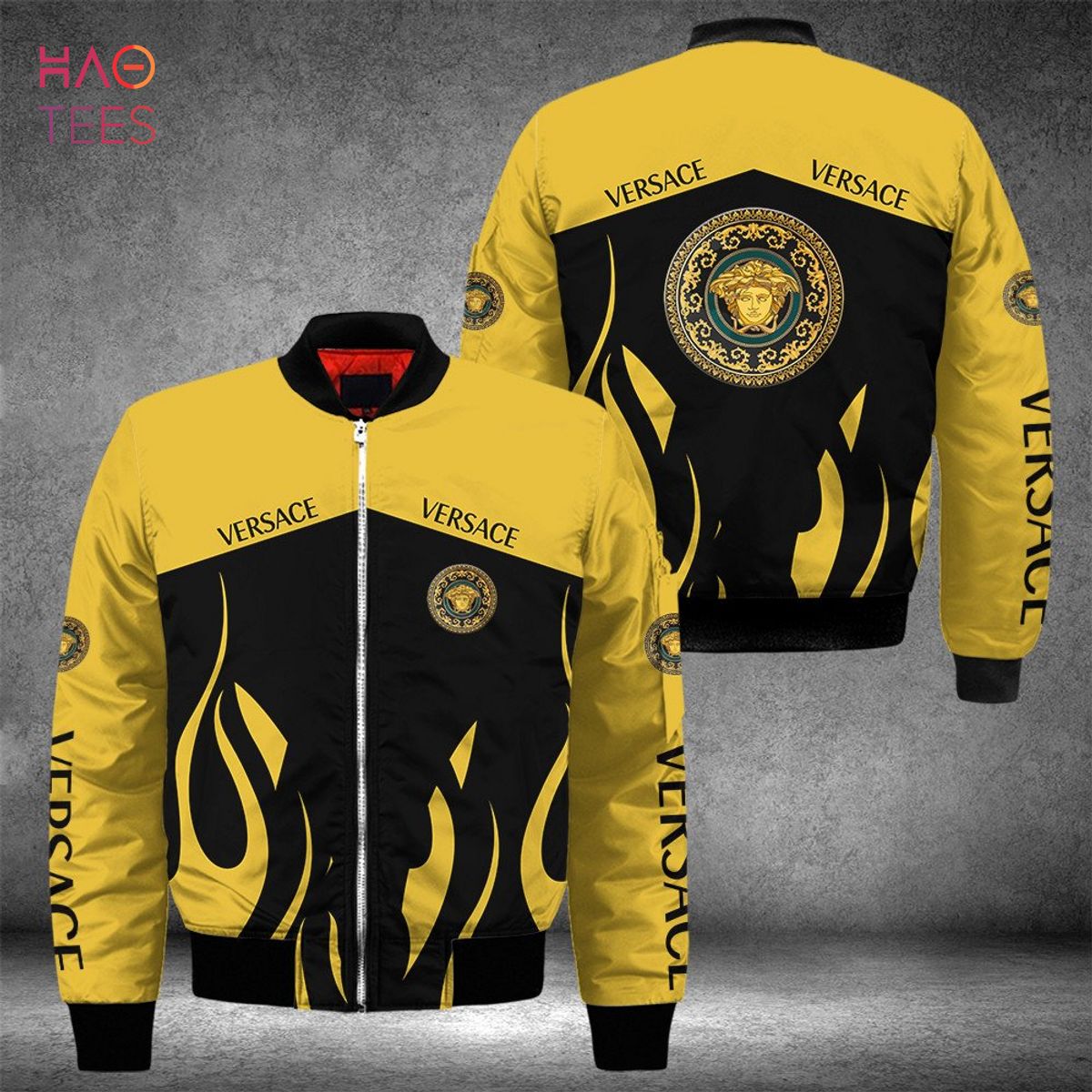 BEST Versace Luxury Brand Flame Pattern Design Bomber Jacket Limited Edition