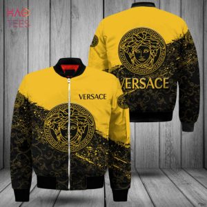 BEST Versace Luxury Brand Originals Trefoil Black Gold Bomber Jacket Limited Edition