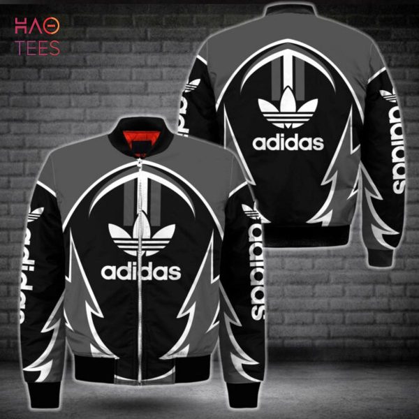 HOT Adidas Black Mix Grey Luxury Brand Bomber Jacket Limited Edition