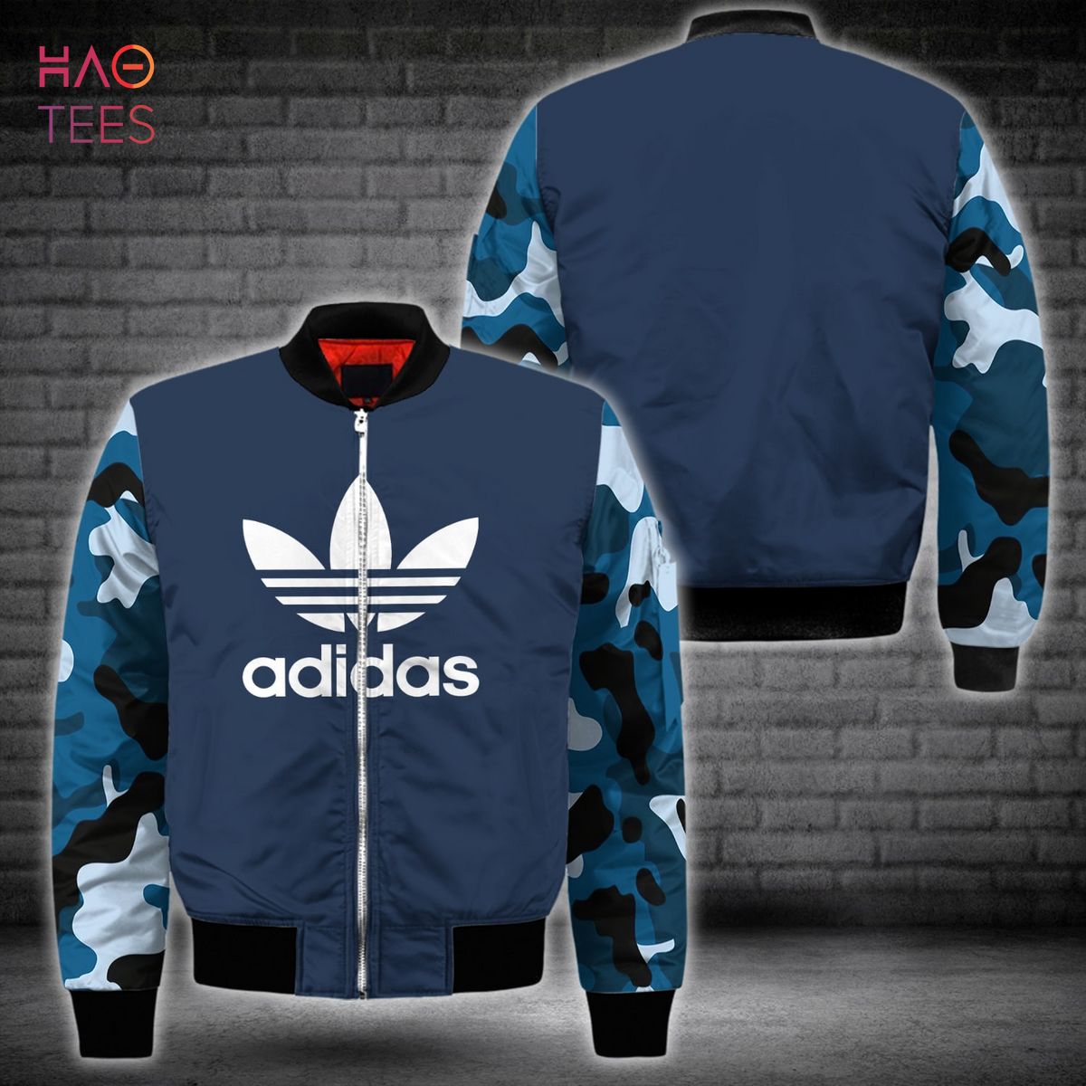 HOT Adidas Blue Army Camouflage Luxury Brand Bomber Jacket Limited Edition