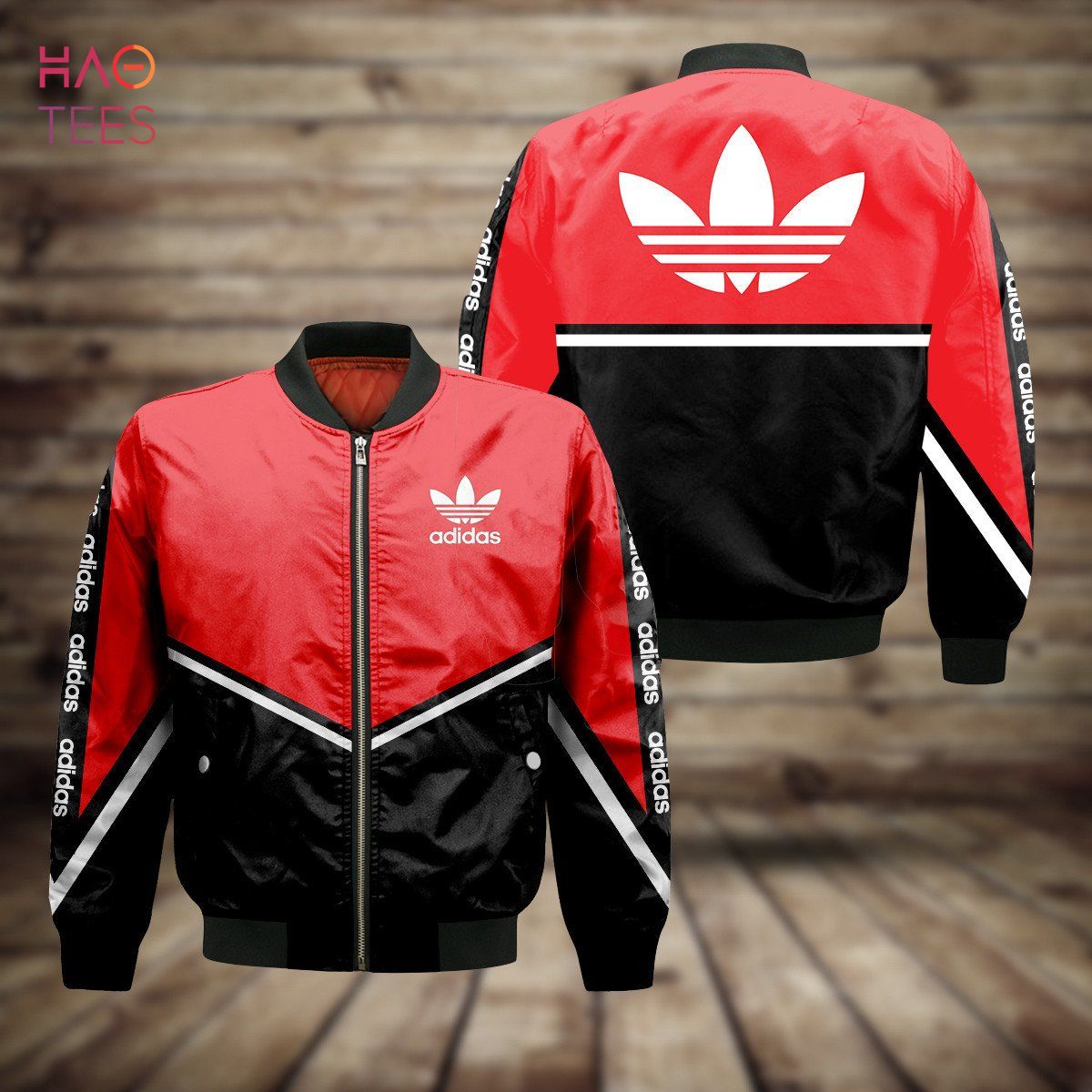HOT Adidas Luxury Brand Red Mix Black Bomber Jacket Limited Edition