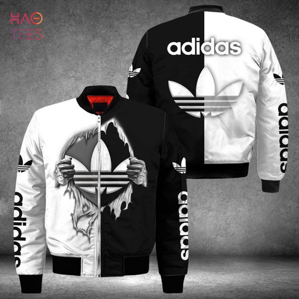 HOT Adidas Luxury Brand White Mix Black Bomber Jacket Limited Edition