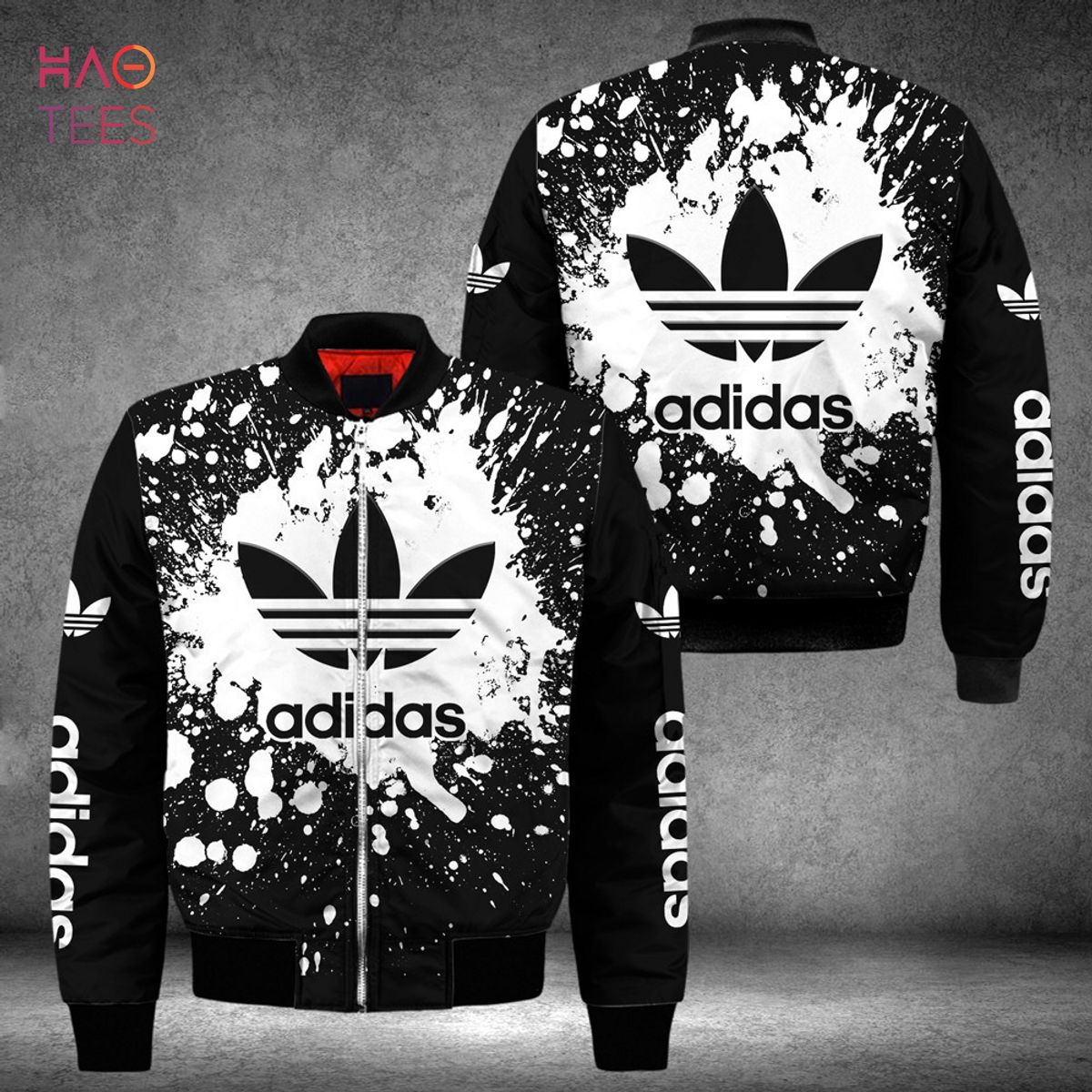 HOT Adidas Luxury Brand White Paint Scales Bomber Jacket Limited Edition