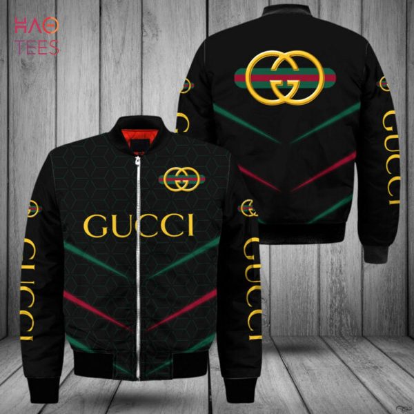 HOT Gucci Luxury Brand Black Gold Bomber Jacket Limited Edition