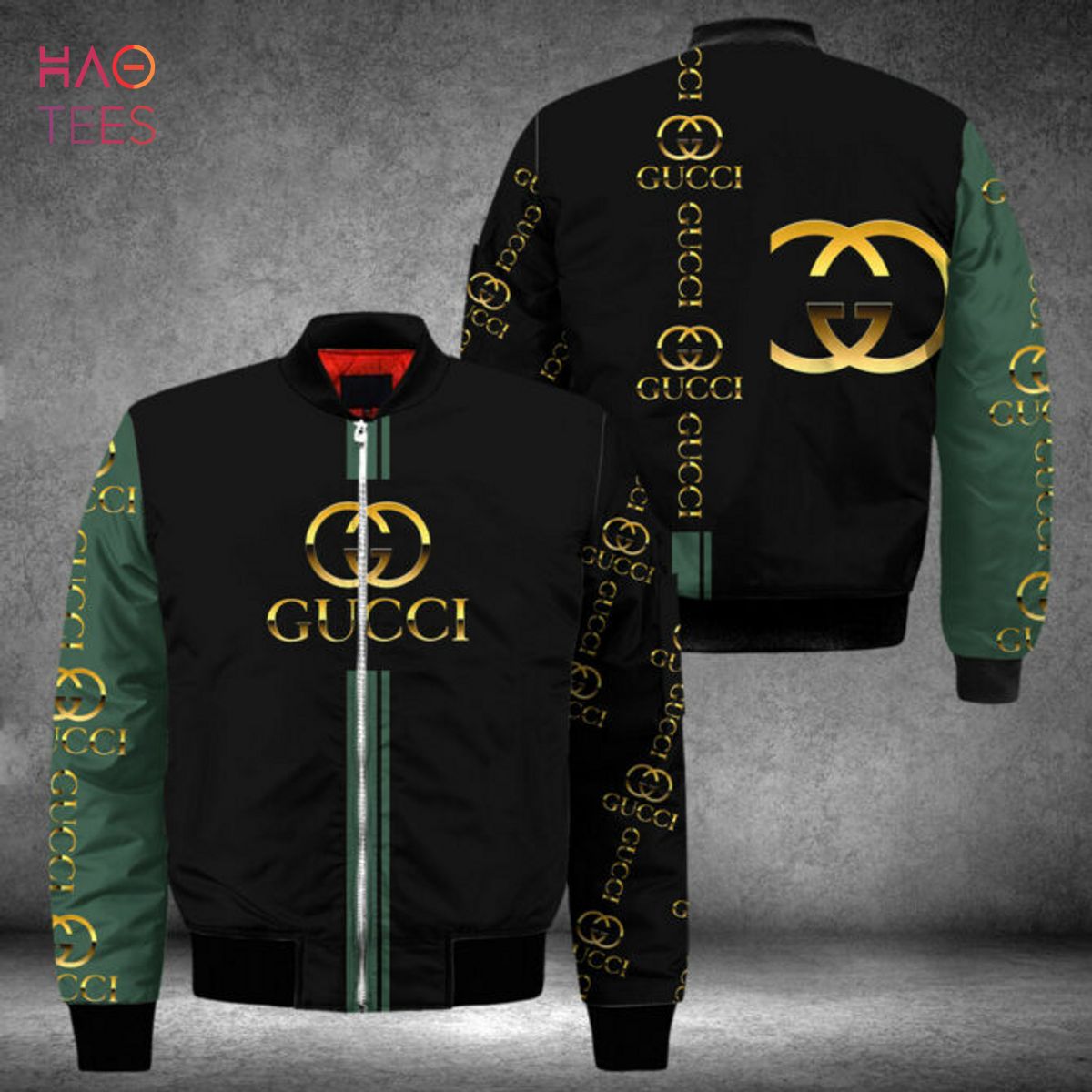 HOT Gucci Luxury Brand Black Mix Green Bomber Jacket Limited Edition