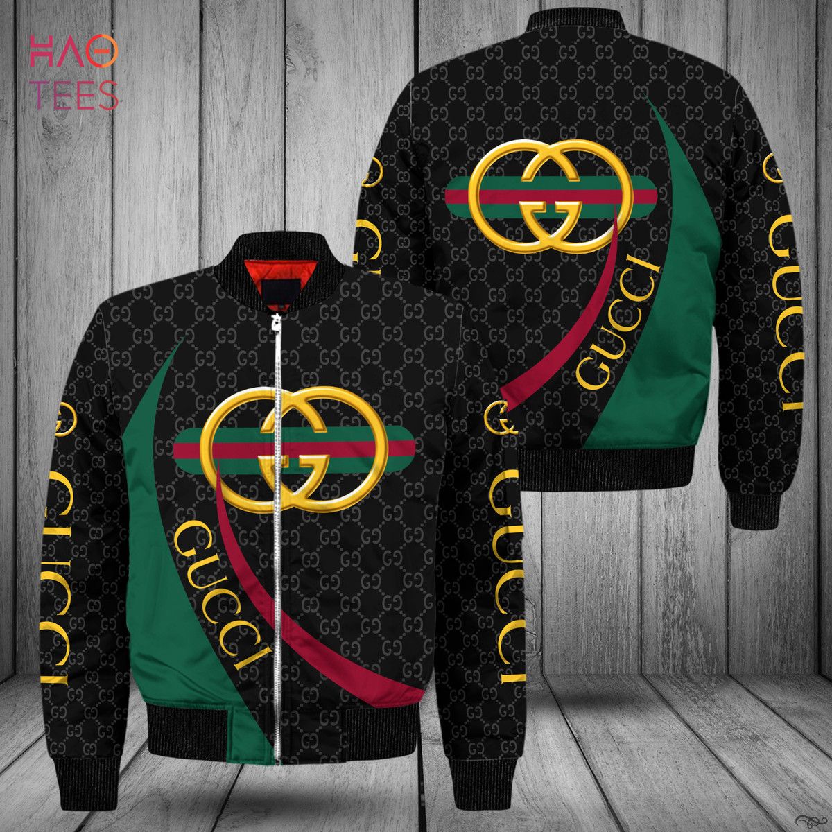 HOT Gucci Luxury Brand Green Mix Black Bomber Jacket Limited Edition