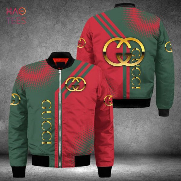 HOT Gucci Luxury Brand Red Mix Green Bomber Jacket Limited Edition