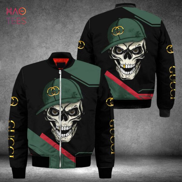 HOT Gucci Luxury Brand Skull 3D Design Bomber Jacket Limited Edition