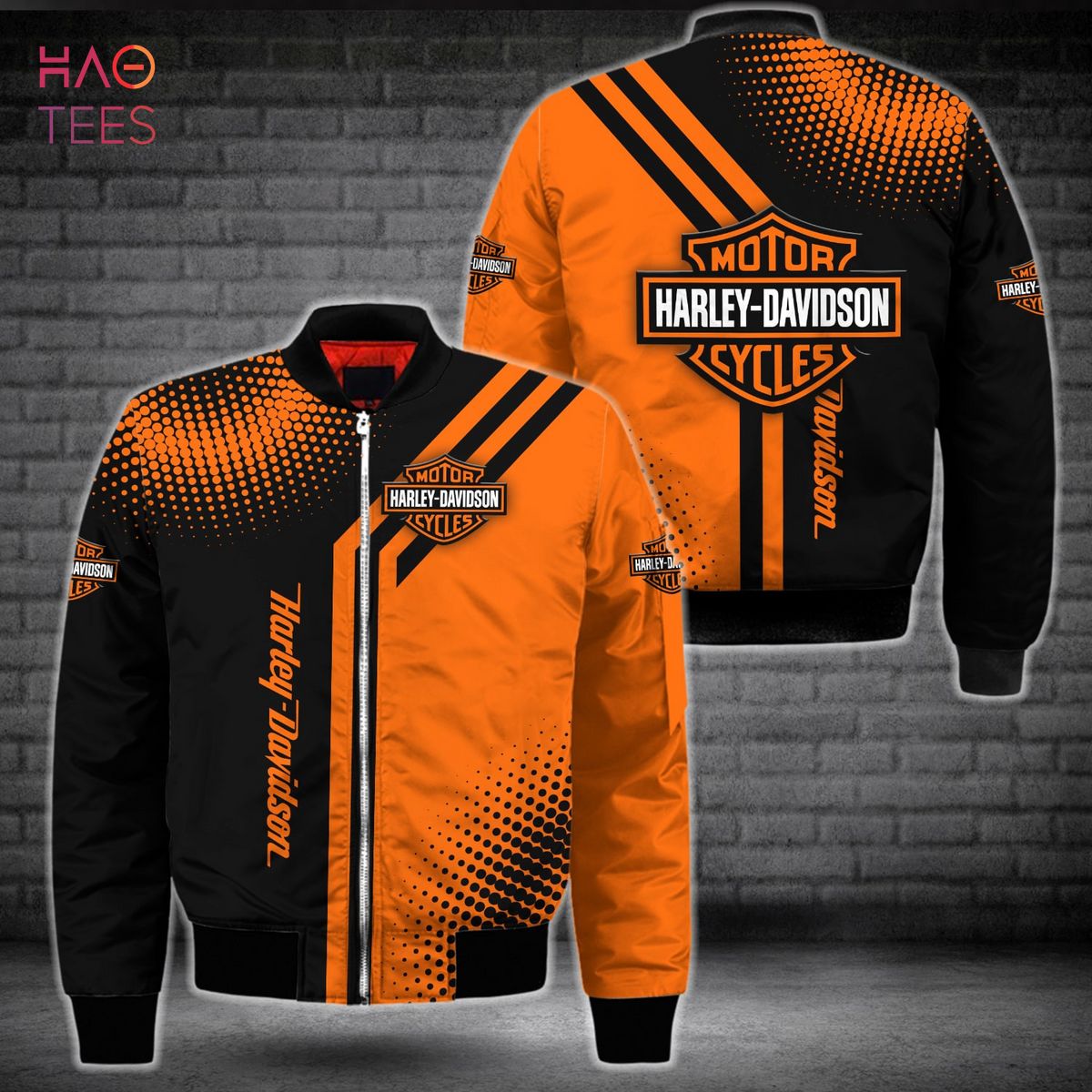 HOT Harley Davidson Luxury Brand Orange Mix Black Bomber Jacket Limited Edition
