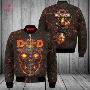 HOT Harley Davidson Skull Printing 3D Luxury Brand Bomber Jacket POD Design