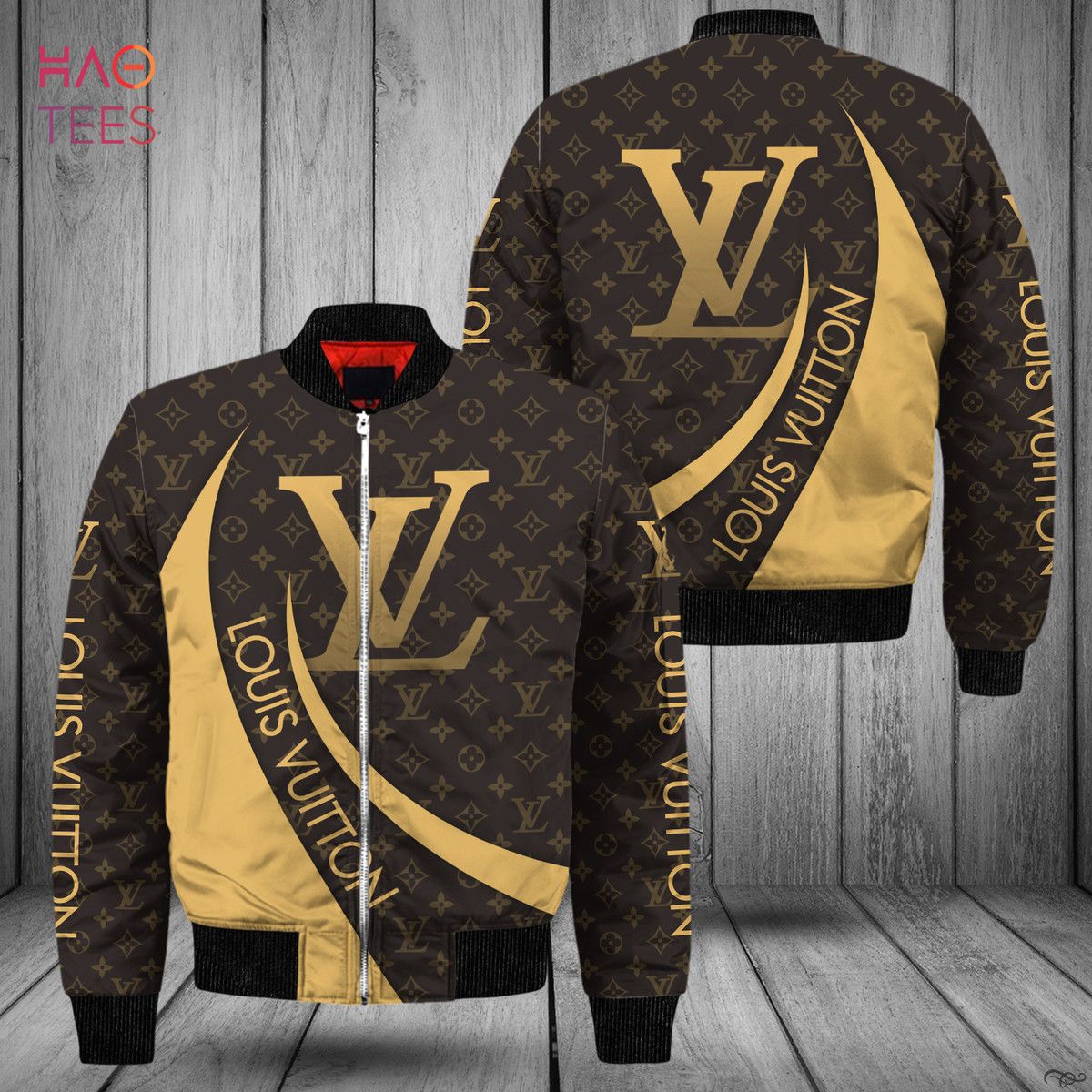 HOT Louis Vuitton Glod Mix Black Luxury Brand Bomber Jacket Limited Edition