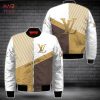 HOT Louis Vuitton Luxury Brand Grey Mix Brown Bomber Jacket Limited Edition