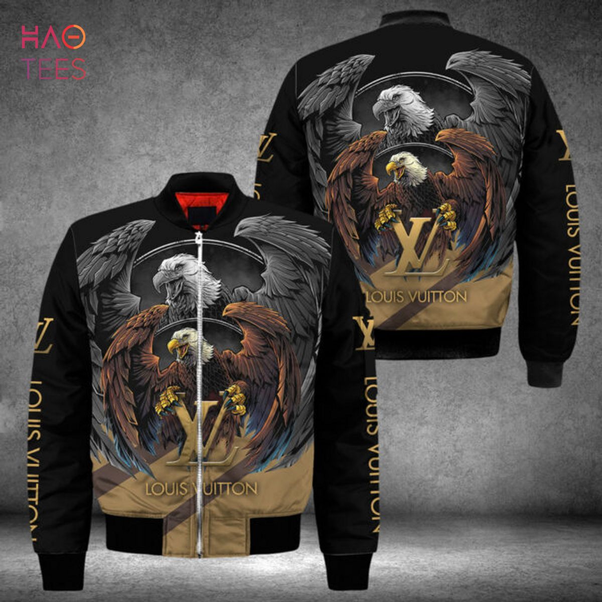 HOT Louis Vuitton Printing Eagle 3D Luxury Brand Bomber Jacket POD Design Luxury Store