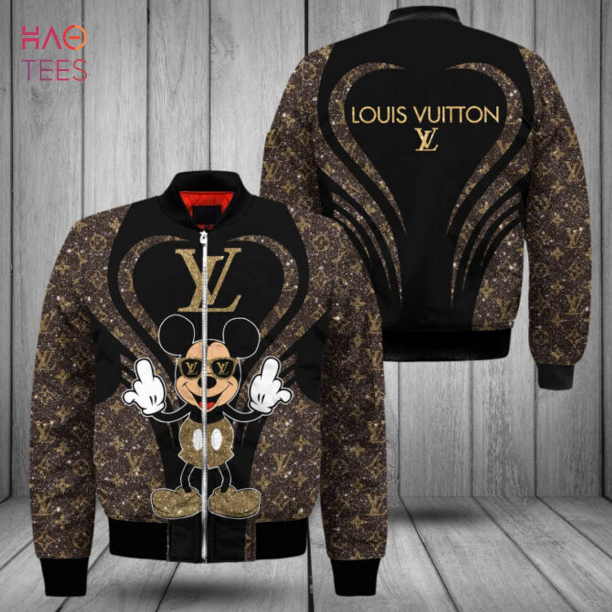 HOT Louis Vuitton Luxury Brand Ombre Green Mix Gold Bomber Jacket
