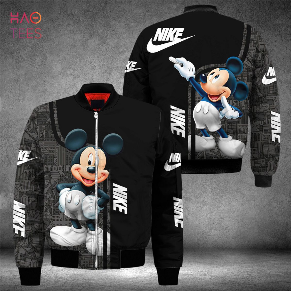 HOT Nike Luxury Brand Black Mickey Mouse Bomber Jacket POD Design
