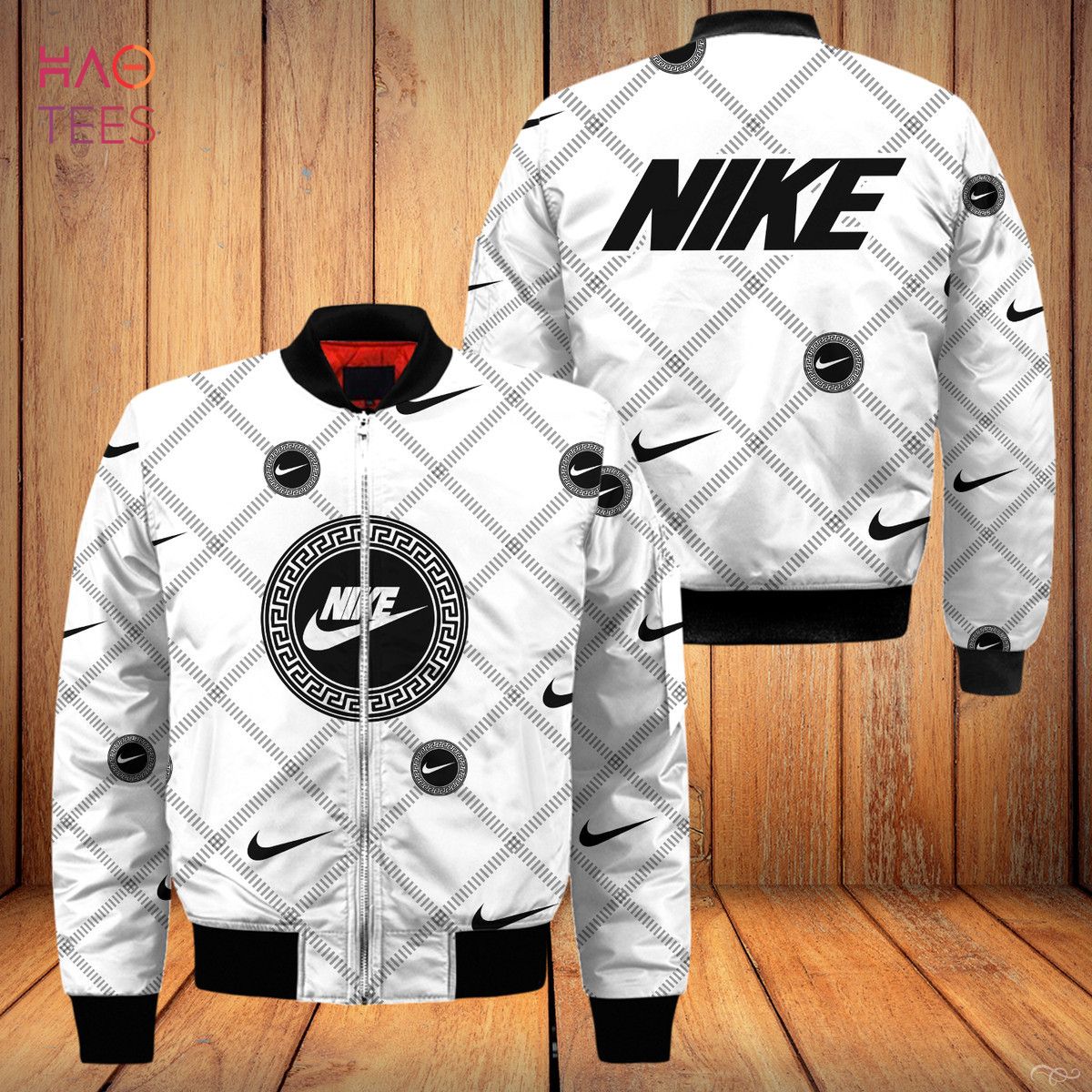 HOT Nike Luxury Brand Square Pattern Bomber Jacket POD Design