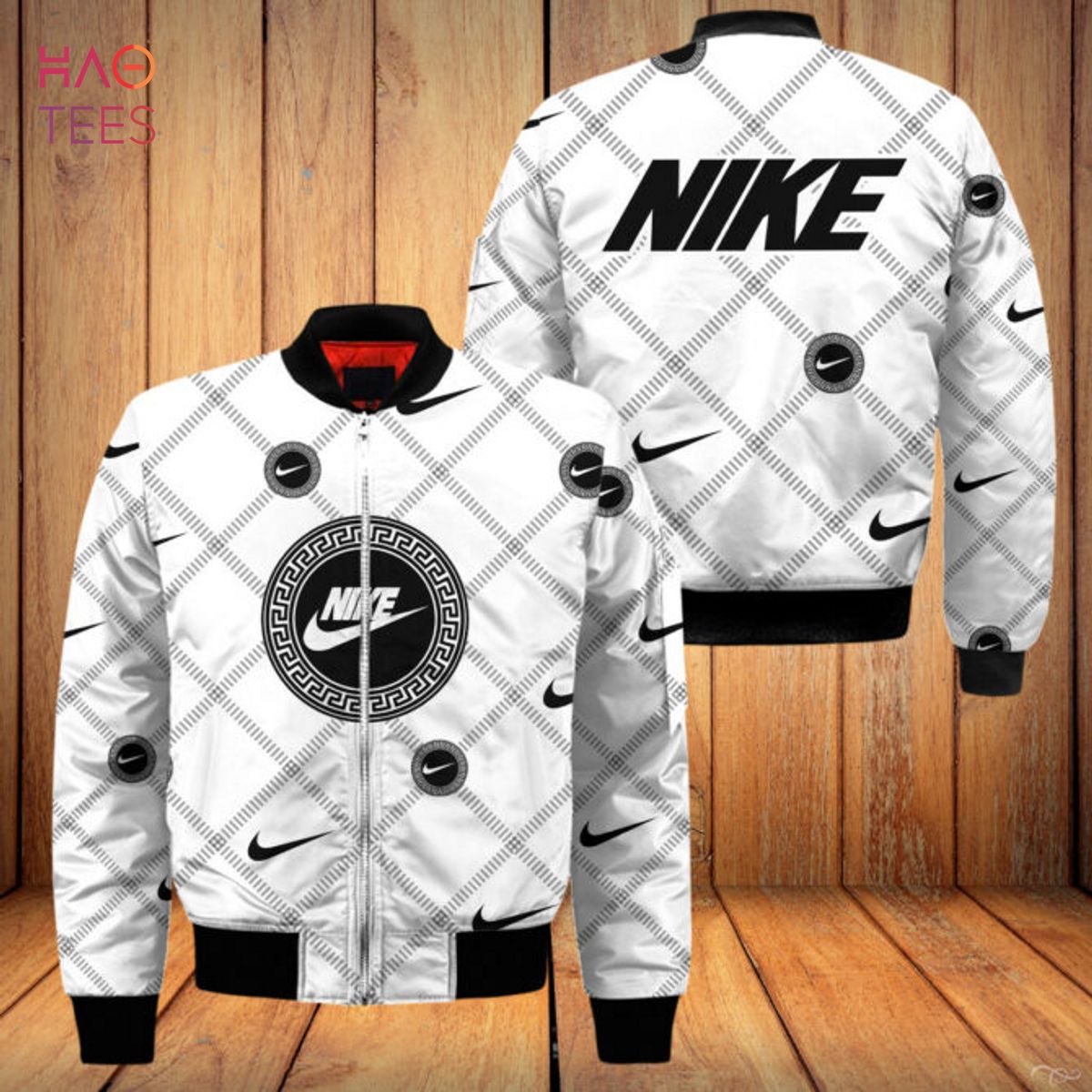 HOT Nike Luxury Brand Square Pattern Bomber Jacket POD Design Luxury Store