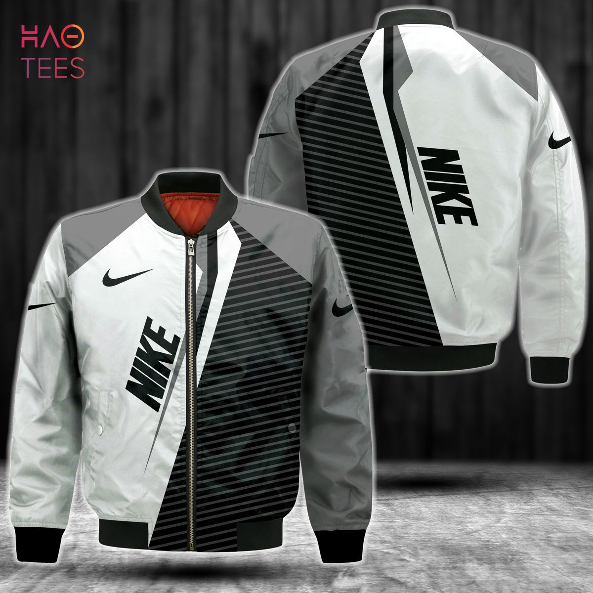 HOT Nike Luxury Brand Stripe Black Mix Color Bomber Jacket Limited Edition