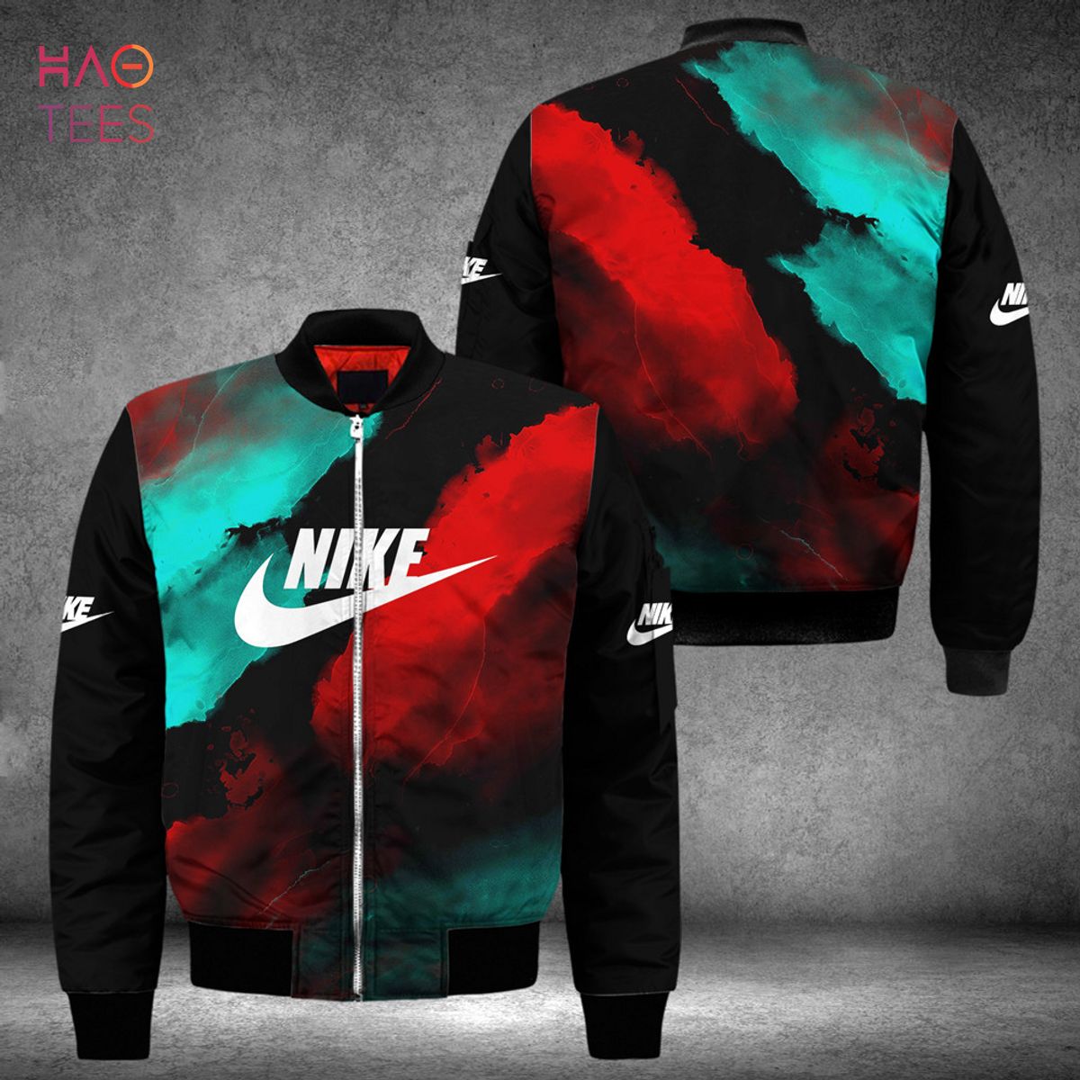 HOT Nike Luxury Brand Tie Dye Red Blue Bomber Jacket Limited Edition