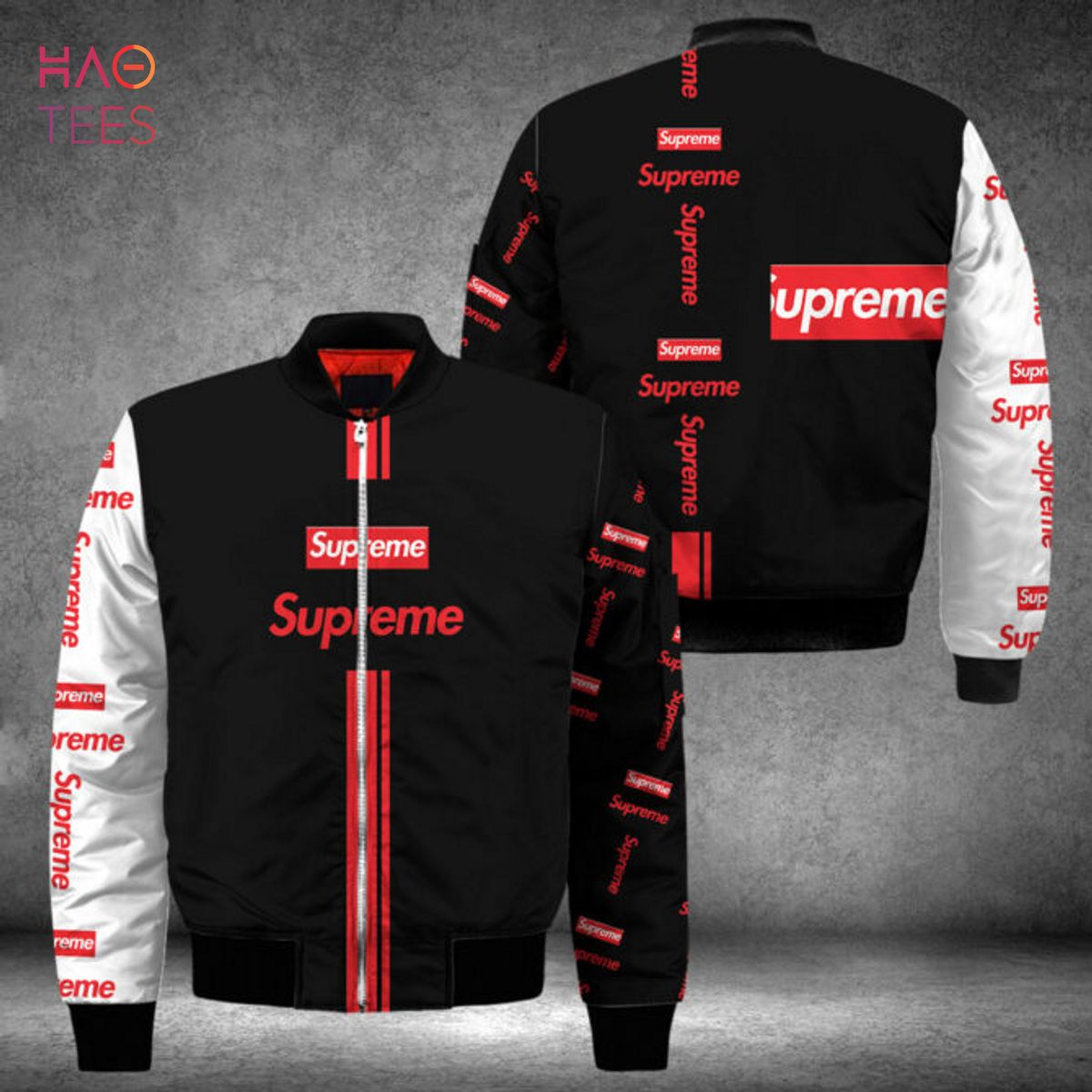 HOT Supreme Black White Red Luxury Brand Bomber Jacket Limited Edition