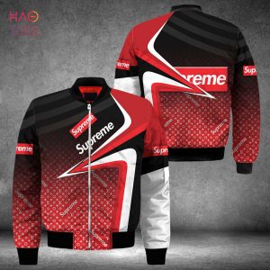 HOT Supreme Luxury Brand Ombre Red Black Bomber Jacket Limited Edition