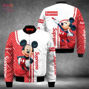 HOT Supreme Luxury Brand Red Mix White Bomber Jacket POD Design